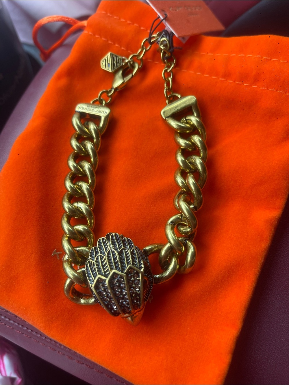 Kurt Geiger London Statement Eagle Chain Bracelet Gold Tone Crystal Chunky WOW - Picture 5 of 6